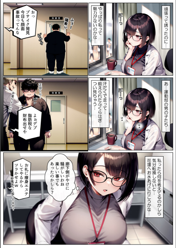 保健室の先生 治療と言われキモオタチ●ポで発情交尾 モザイク版_8枚目の画像